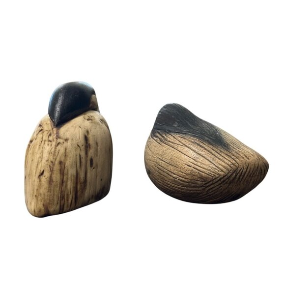 Hand Carved Stone Bird Figurines Signed Folk Art Set Of 2 Collectible - Picture 3 of 5